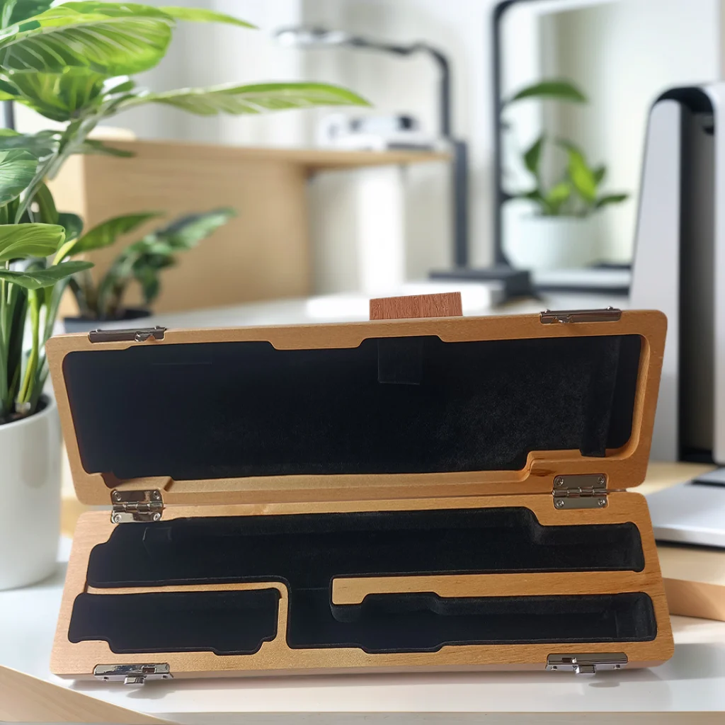 High Quliaty 16 Hole Flute Case Maple Wood C foot Flute Hard Case Portable Maple Wood Flute Case For C Foot Flutes