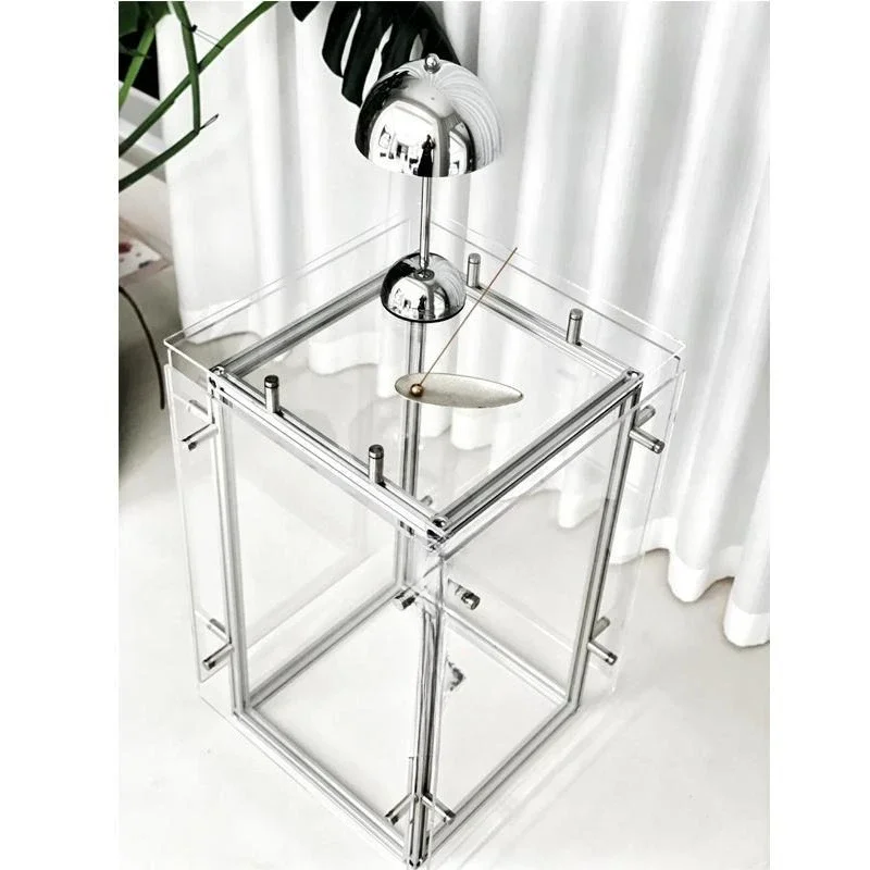 

Acrylic edge few aluminum profile light luxury simple storage cabinet household bedside table sofa metal transparent coffee