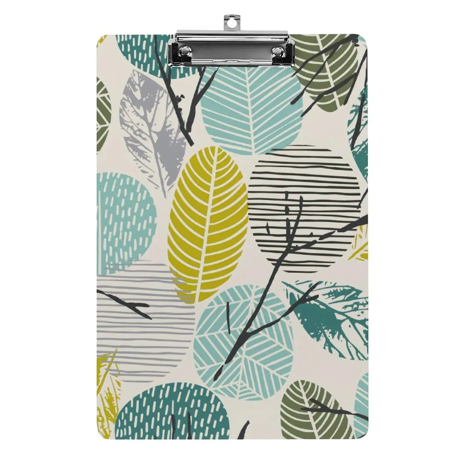 Leaves Acrylic Clipboard Plant Pattern Writing Board with Stainless Steel Clip for Office Supplies School Clipboard Folder