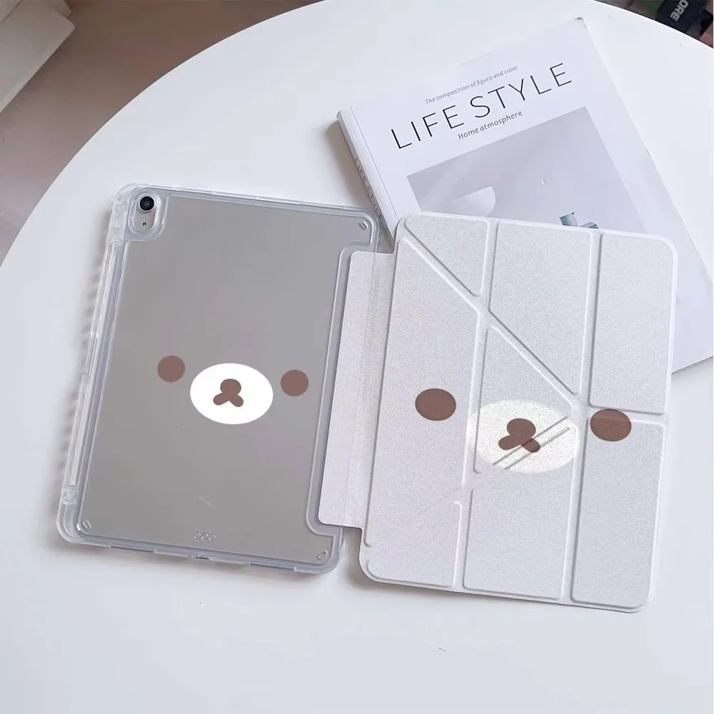 Cute Bear Face Tablet Cover For iPad Pro 11 12.9 13 M4 M5 9.7 10.2 Air 456 Funda for Samsung Tab A8 A9 A11 S6 S7 S8 S9 S11 Cover
