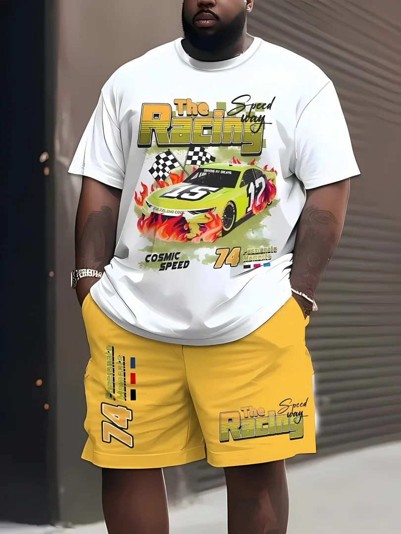 Hot selling men's breathable casual short sleeved shorts set 3D printed outdoor urban street top shorts casual two-piece set - Image 3