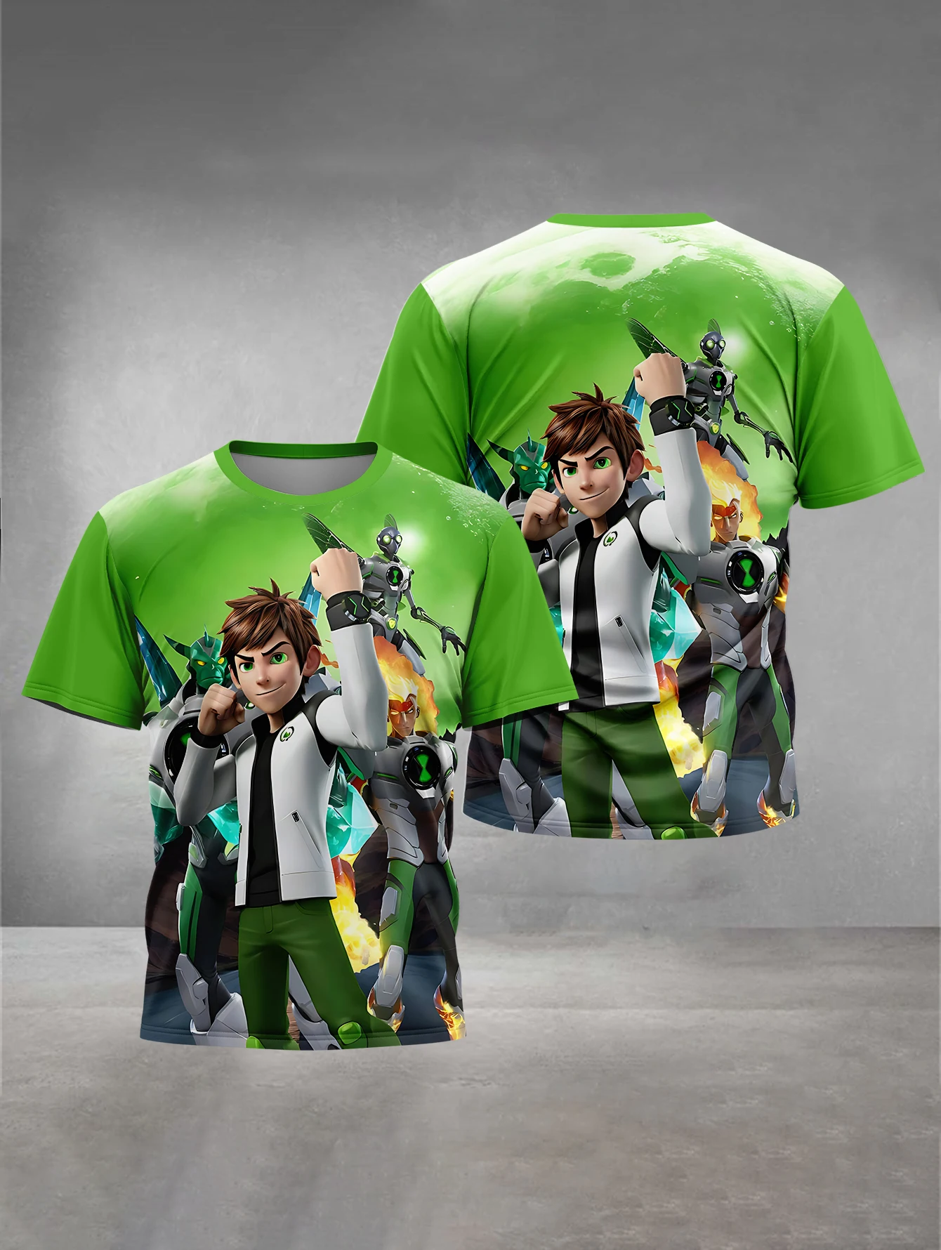 Men's Summer New 3D Printing Anime Ben 10 Short sleeve T-shirt Women's Street Leisure Sports Fashion Man Top