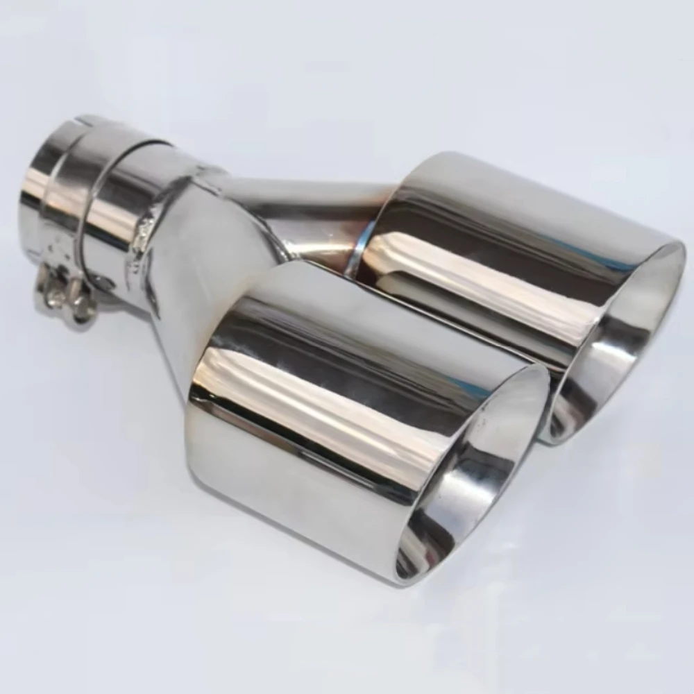 Exhaust Racing Car Modify Exhaust Tips Double Exit Exhaust Pipe Nozzle Decoration Two-tier Stainless Tail Pipes Muffler