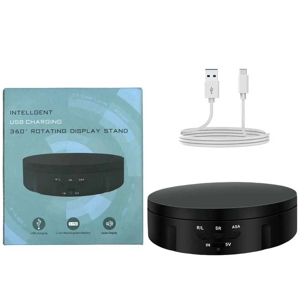 Motorisierter drehbarer Spiegelständer, 360-Grad-Drehteller, Schmuckhalter, USB-Stromversorgung, drehbares Schießen, drei Geschwindigkeiten – Detail 20