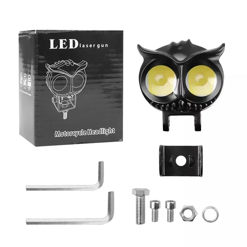 2pcs Motorcycle LED Dual Color  Motorcycle Owl  Auxiliary Headlights  Dual Color  Scooter Driving For Racer Spotlight