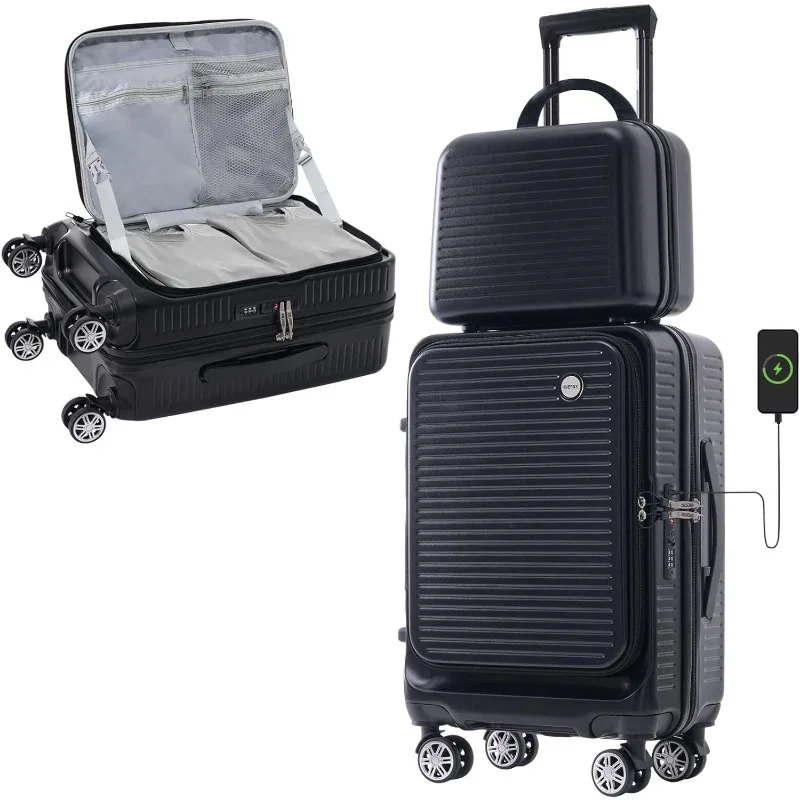 20 Inch Carry On Luggage with Wheels Hard Shell Suitcase Sets Top Opening USB Rechargeable Tsa Luggage Suitcases