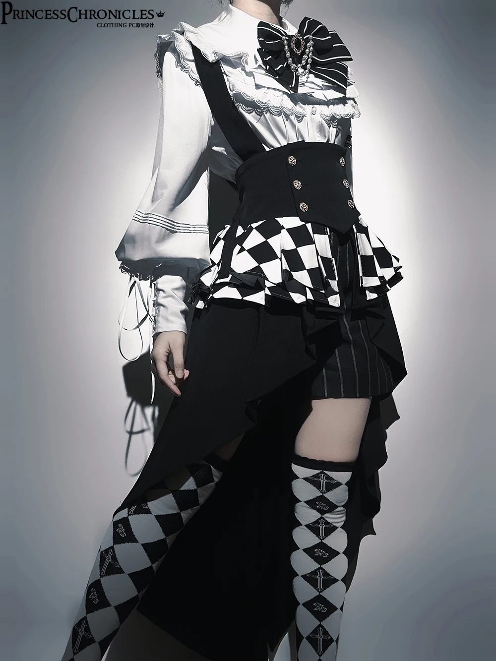 Ouji Outfit Cool Lolita Waist Cincher w. High Low Skirt by Princess Chronicles ~ Rabbit Theater Corset Costume Ouji Lolita Blous