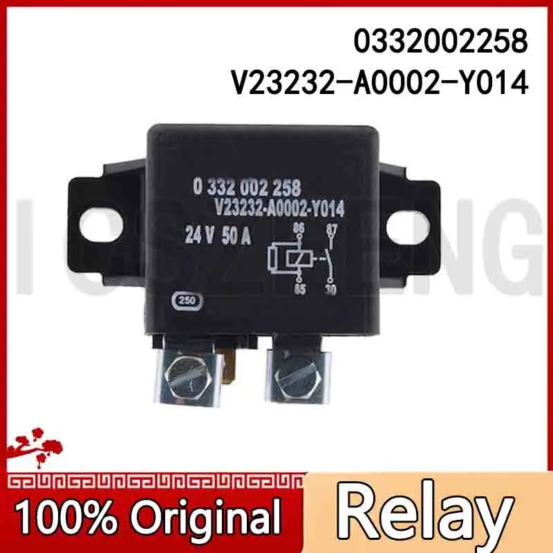 New 0332002258 V23232-A0002-Y014 Start Preheat Relay 24V 50A for Excavator Construction Machinery Accessories Car Parts