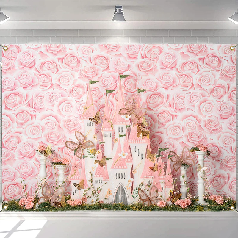 

LS Castle Princess Backdrops Kids Baby Photography Props Child Cake Smash Birthday Photocall Props Girl Dancing Stage Background