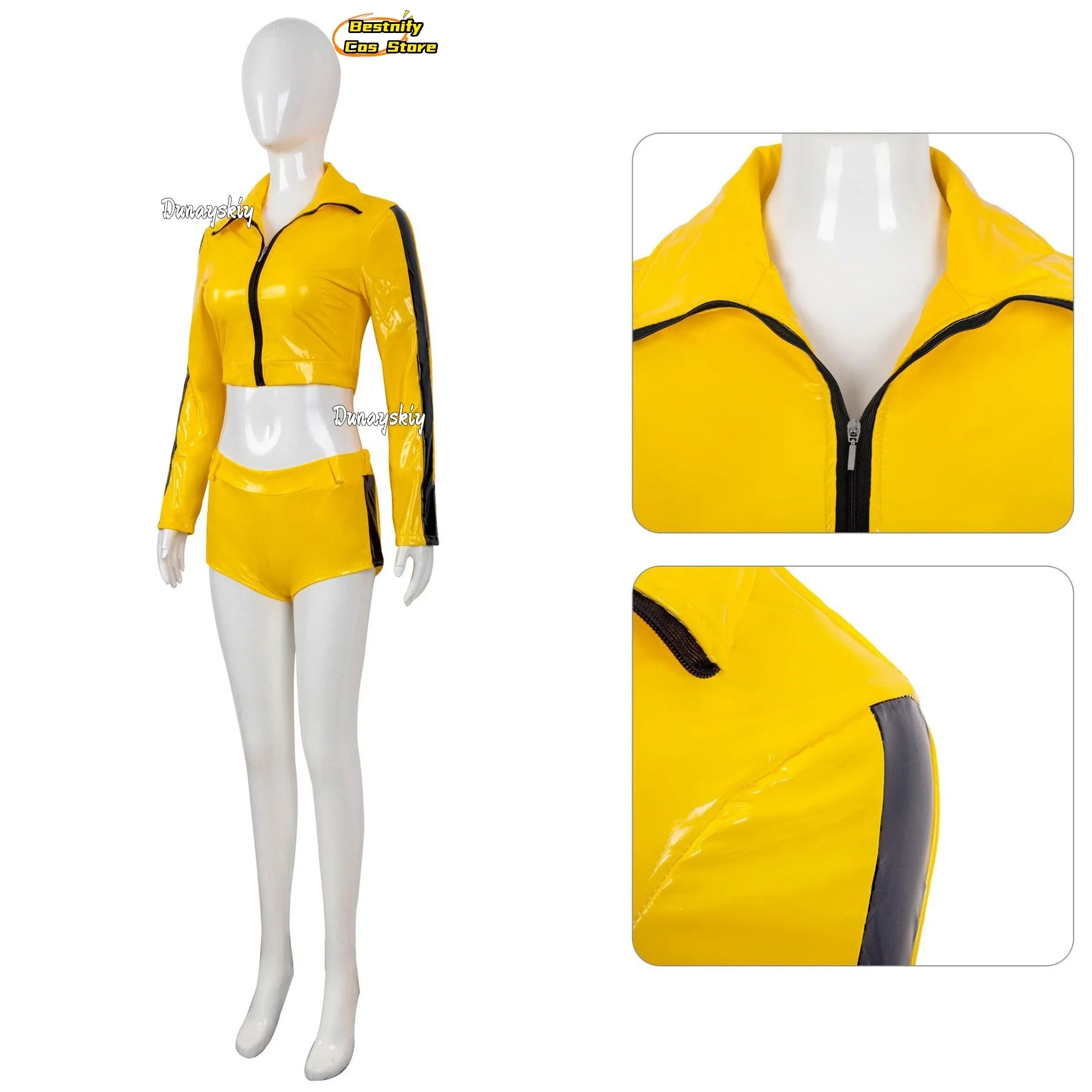 CosplayMovies ビルコスプレ衣装花嫁 Cos 黄色 PU 皮質制服女性のための大人のアニメハロウィンパーティースーツロールプレイ