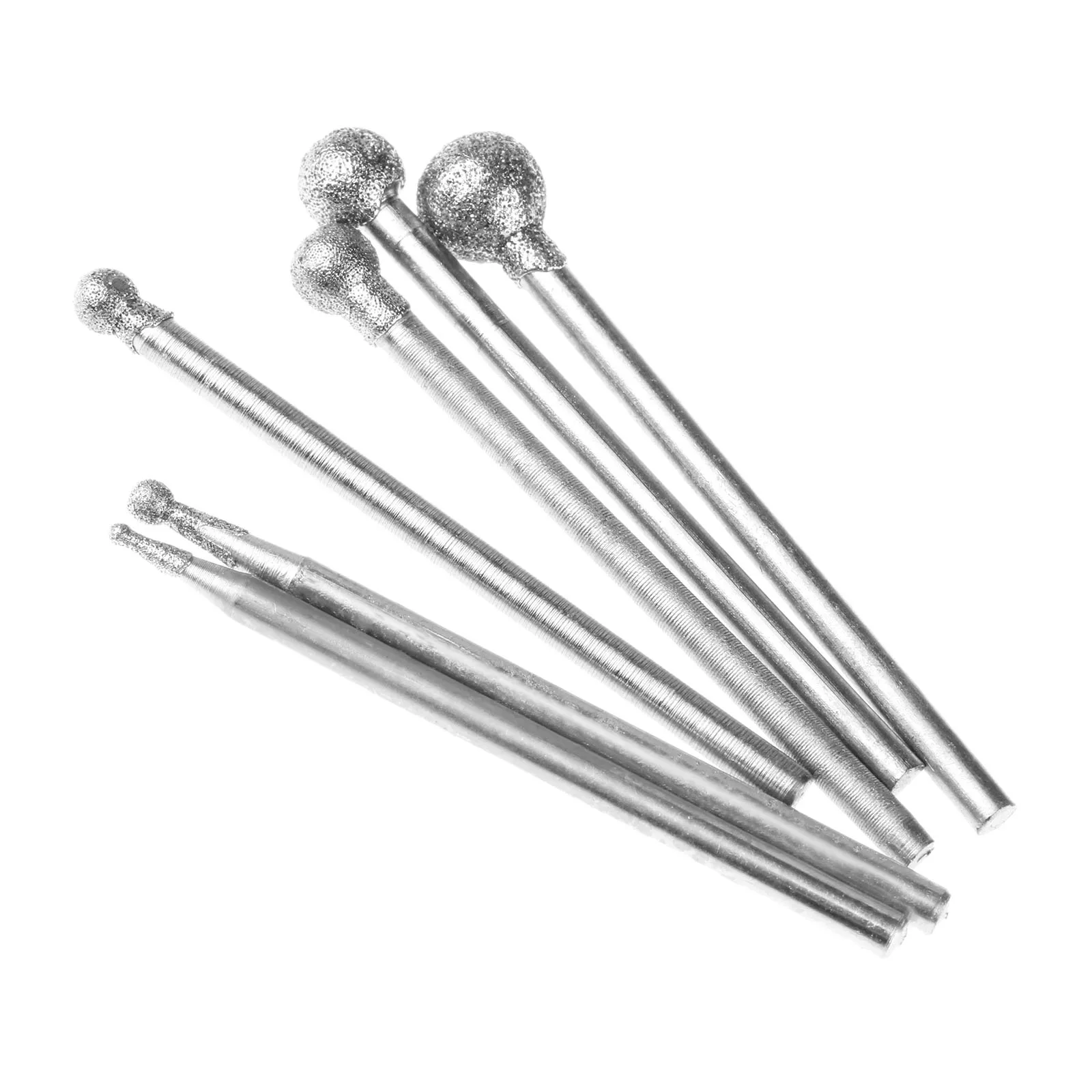 6 PCS 1/2/3/4/5/6mm Diamond Spherical Polishing Grinding Head Mounted Points Grinding Bit for Dremel Rotary Tools Shank 6PK