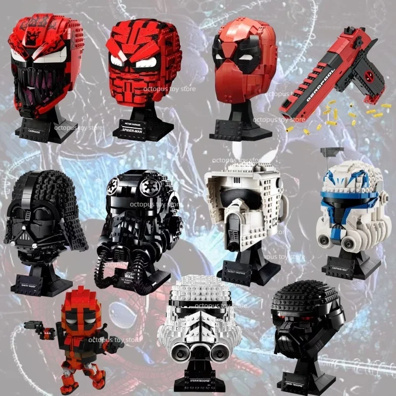 Spiders Man Massacre Helmet Assembled Model Toys Cute Deadpools Stormtrooper Fighter Pilot Assembled Helmet Model Toys For Kid