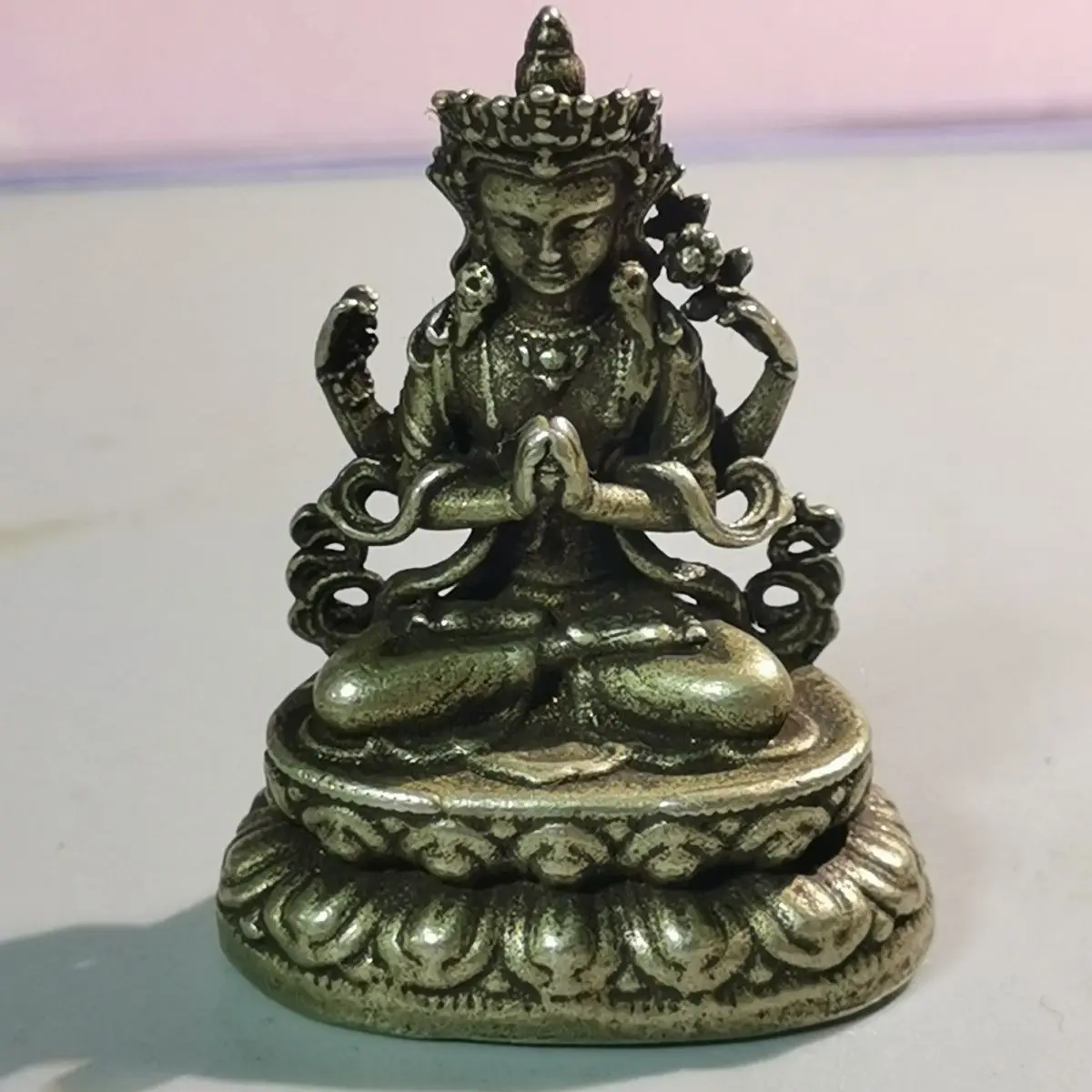 Tibet Tibetan sitting Four-Armed guanyin god Statues Figurines Lucky Ornaments Home Decoration gifts