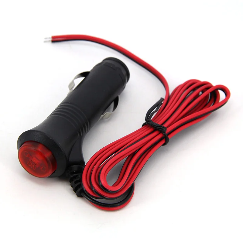 Car 12V Universal Cigarette Lighter Wire Plug with Switch Fuse LED Indicator Car Power Cord 1.5 meter