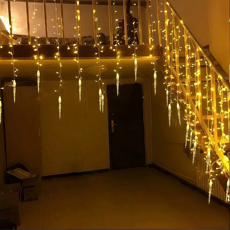 3.2M Christmas Icicle String Lights 8 Modes for Outdoor Garden Patio Window Roof Yard Holiday Party Wedding Home Decoration Set