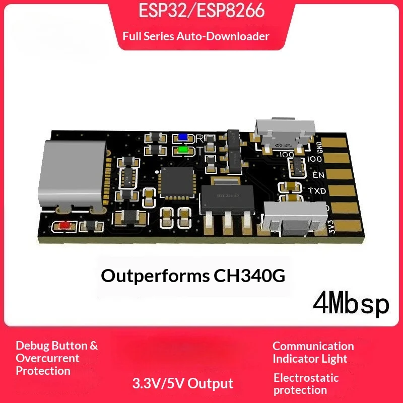 ESP32/ESP8266 Downloader Module, High-Speed Burning One-Click Automatic Download CH9102 USB to TTL Serial Port Module