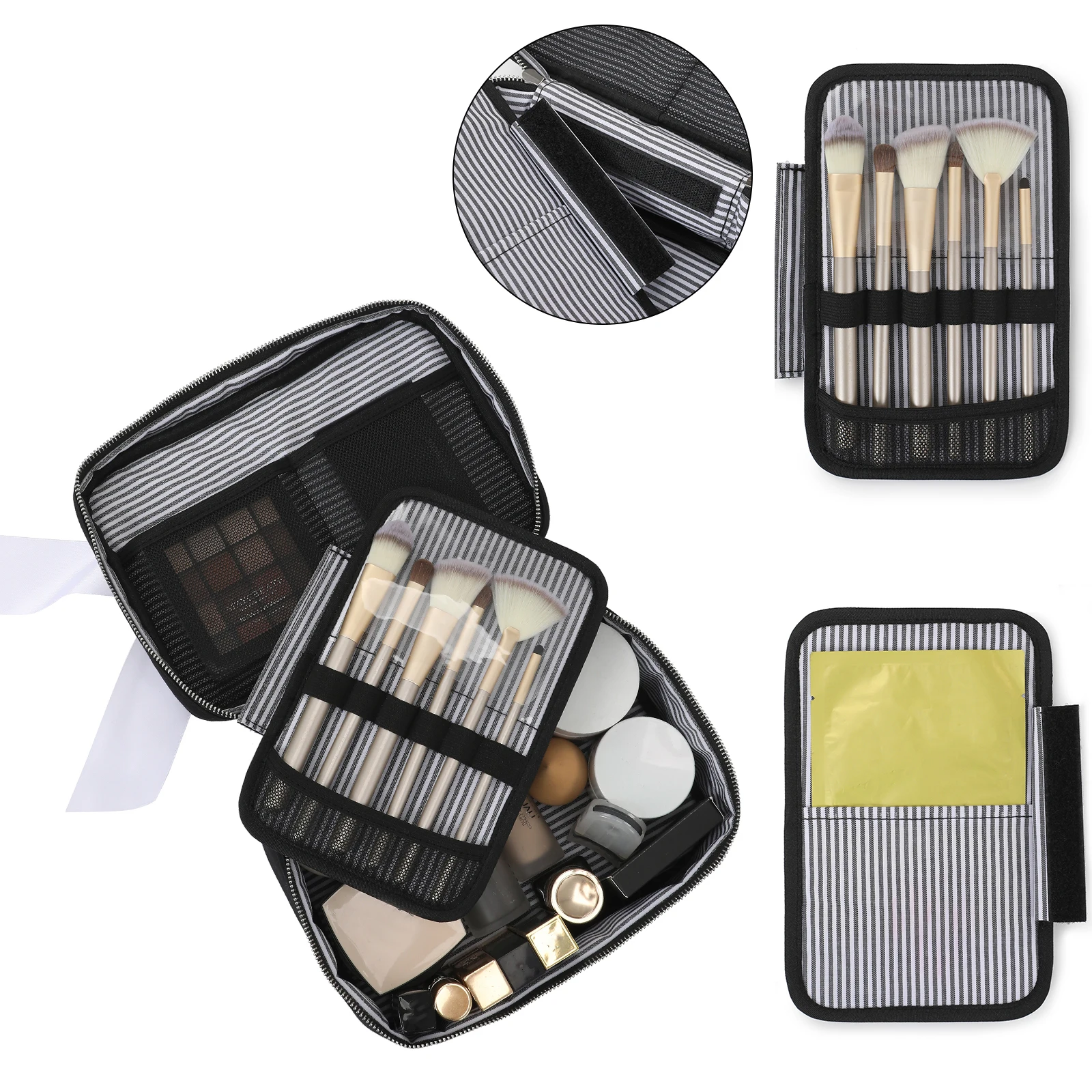 Trousse de maquillage multicouche avec supports de synchronisation réglables pour femme, trousse de toilette, trousse de voyage, grande capacité, stockage, évaluation, cosmétique