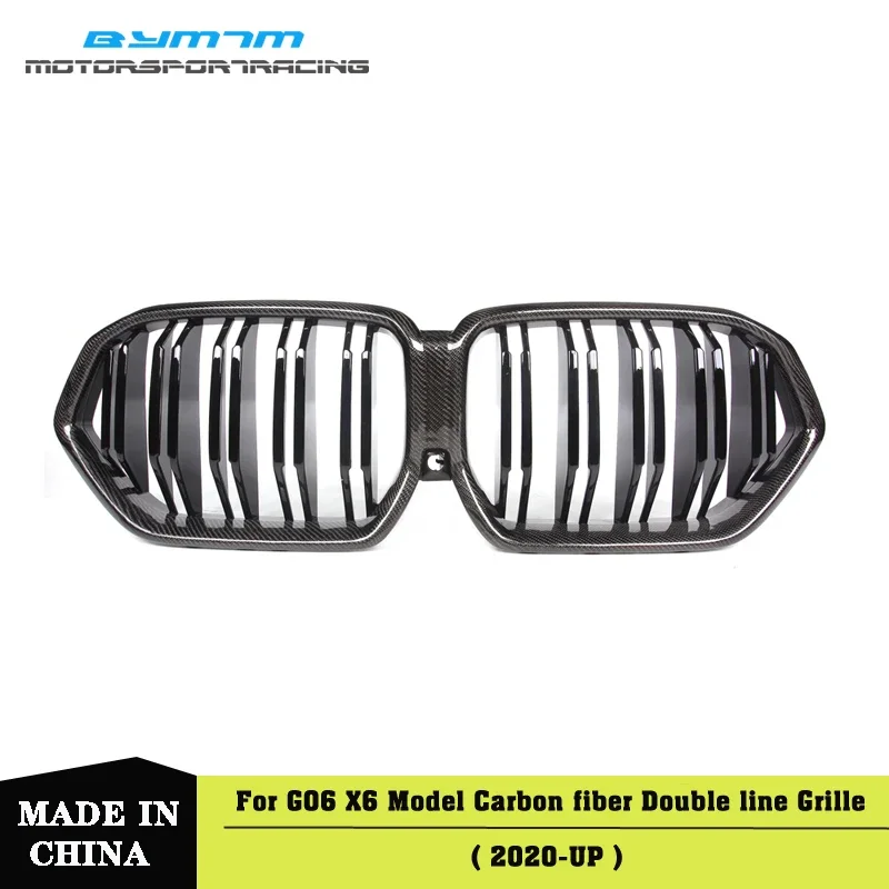 

Double line Real Dry Carbon Fiber Front Bumper Kidney Racing Grille Car accessories For BMW G06 X6 X6M F96