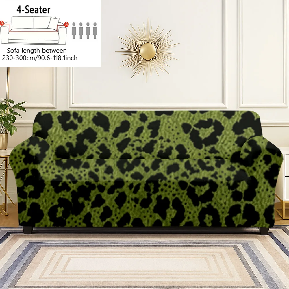 Green LeopardSofa Dustproof Cover,WhiteGreen Check Easy WashSofa Protector,Cartoon BlackCat Stretch Washable Easy Care SofaCover