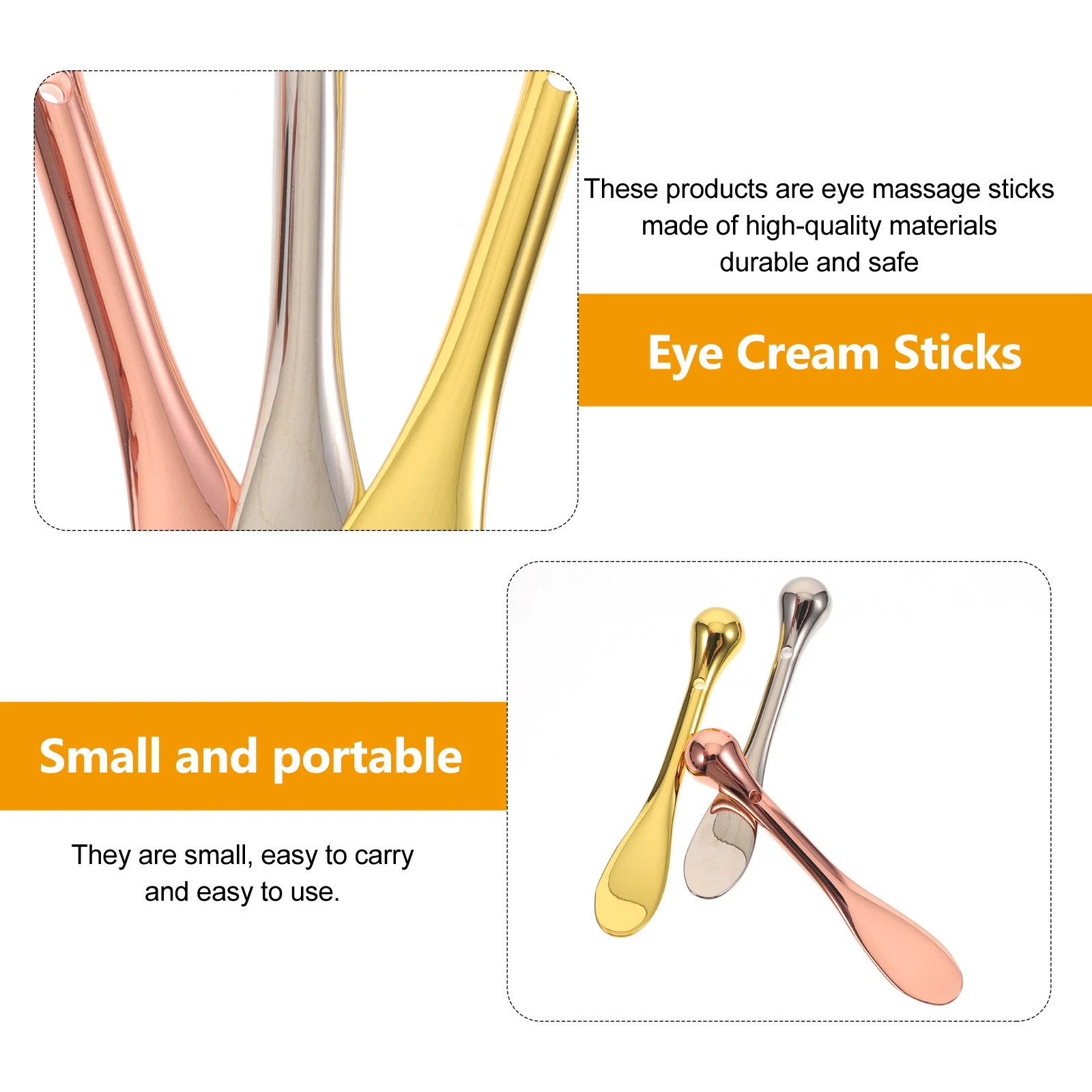 3 pezzi cucchiaio per crema per gli occhi massaggiatore bastone per massaggio degli occhi in lega di zinco strumento portatile per la cura della pelle per le donne sollievo dalle occhiaie