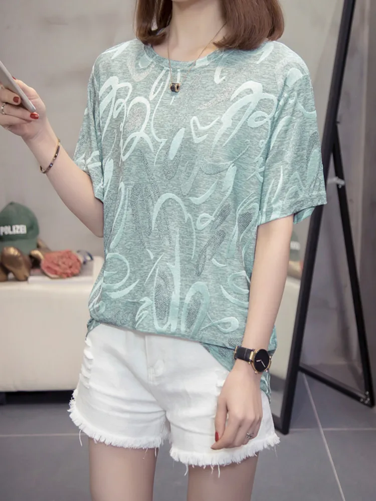 L-4XL Large Size Chic Tops For Women Summer Trendy Loose Short Sleeve Pattern Aesthetic Ulzzang Korean T-shirt Oversized Clothes