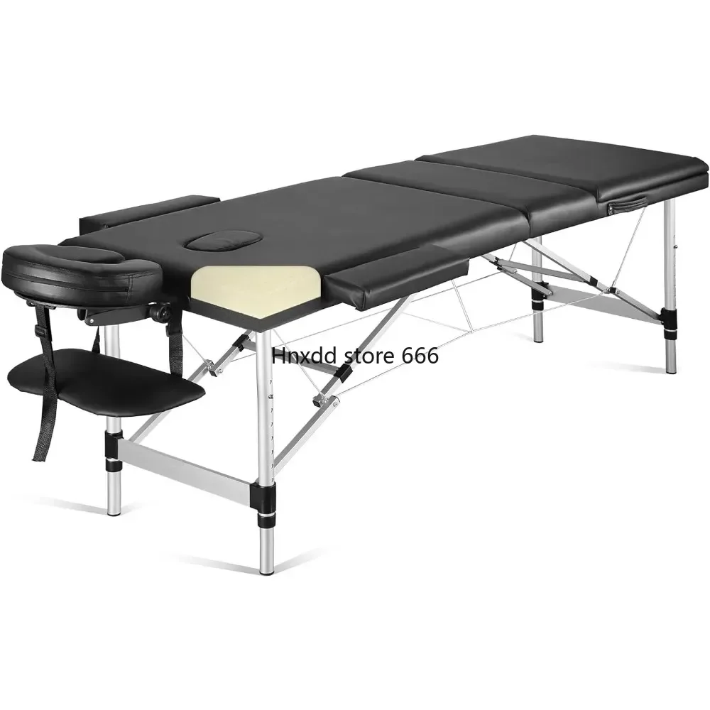 Portable Massage Table Professional Massage Bed 3 Fold 82 Inches Height Adjustable for Spa Salon Lash Tattoo Carrying Bag MQAM