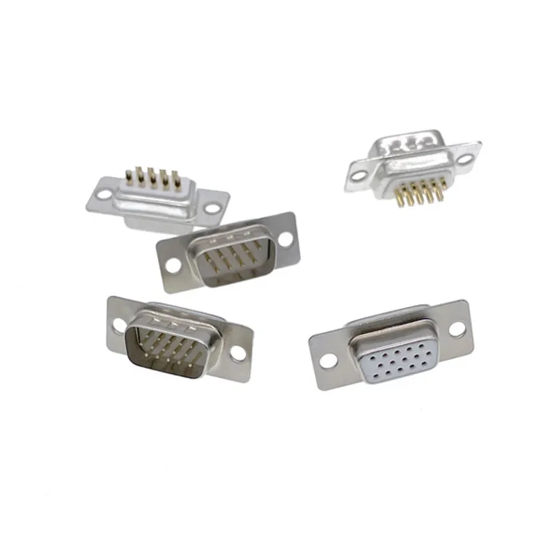 DB9 VGA Plug D type connector metal case gold plated brass contactor 2 row 9pin port socket female Male adapter