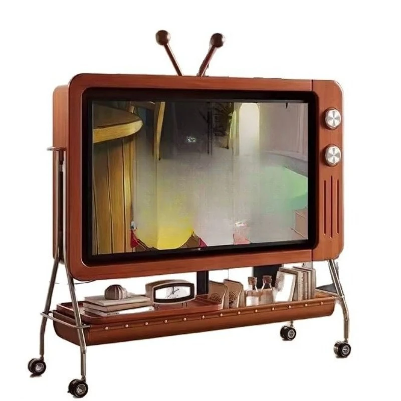 LMM antique mobile TV cabinet with roller small apartment living room bedroom home