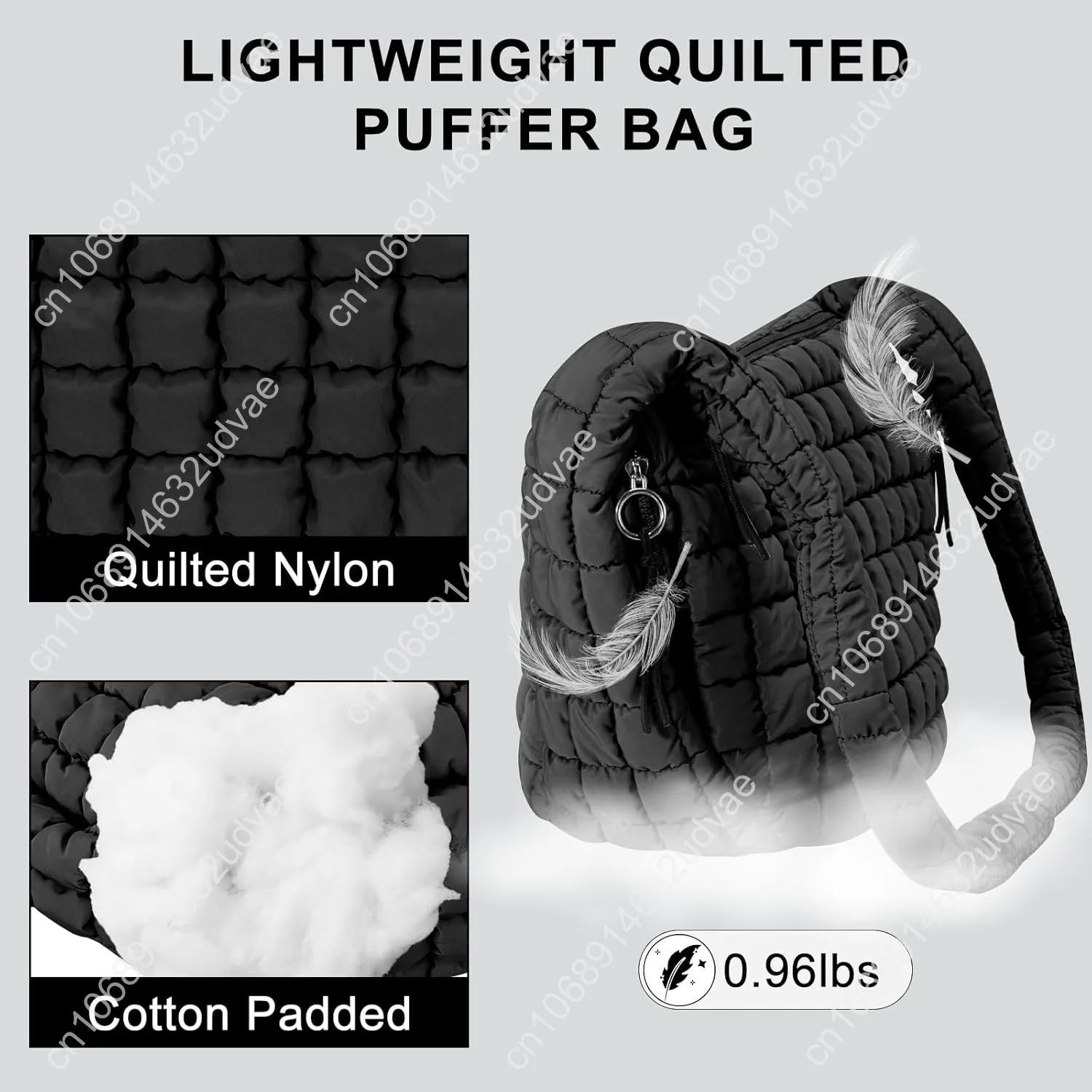 Puffer Tote Bag for Women Large Quilted Puffy Lightweight Carryall Crossbody Tote Bag for Women