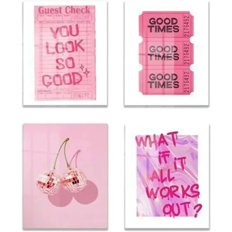 20 X 25cm for Modern Office Decorations Paintings Pink Framed Wall Art Poster Pink Wall Art Mural Poster Teen Girl for Home
