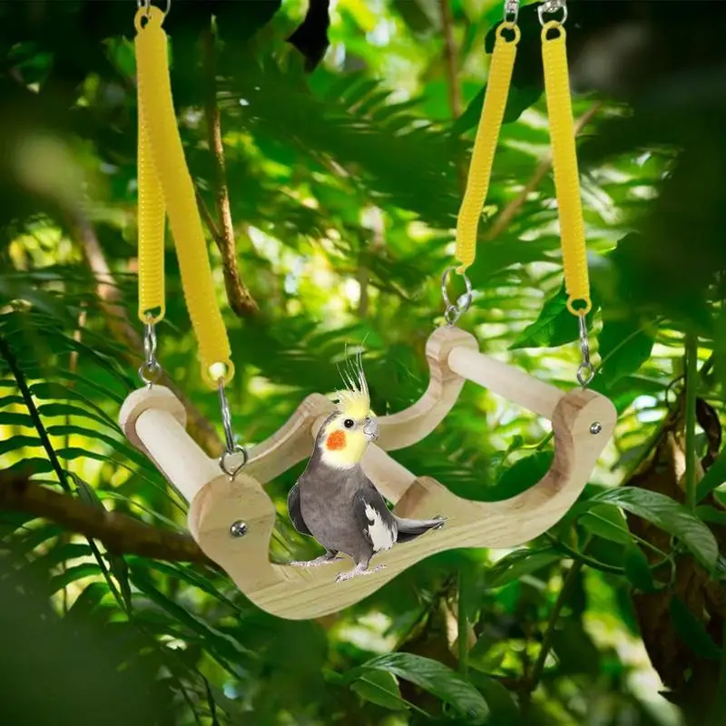 

Parakeet Swing Wooden Parrot Perch Spring Stand Cockatoo Hammock Bird Foraging Activity Cockatiel Chewing Game For Budgerigar