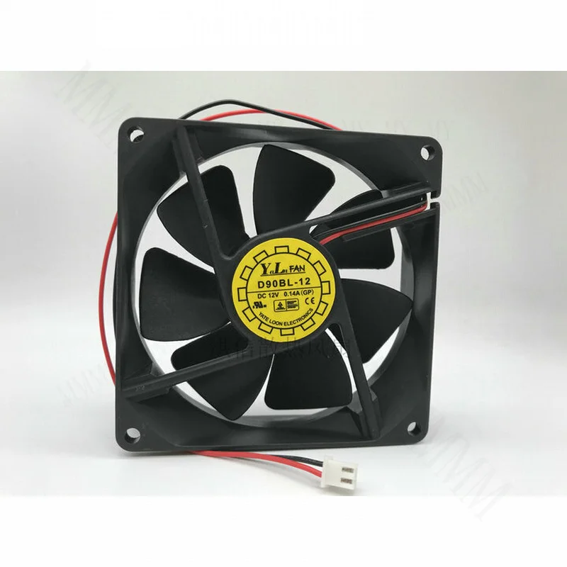 TT  Y.L FAN D90BL-12 9CM 9025 12V 0.14A 2-wire dual ball power supply fan