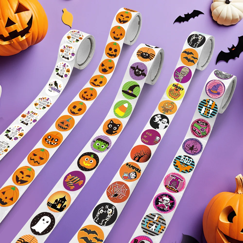 500 Pcs Pumpkin Ghost Halloween Stickers for Kids Round Sticker Gift Sealing Label Envelope Decor Stationery Stickers 1 inch