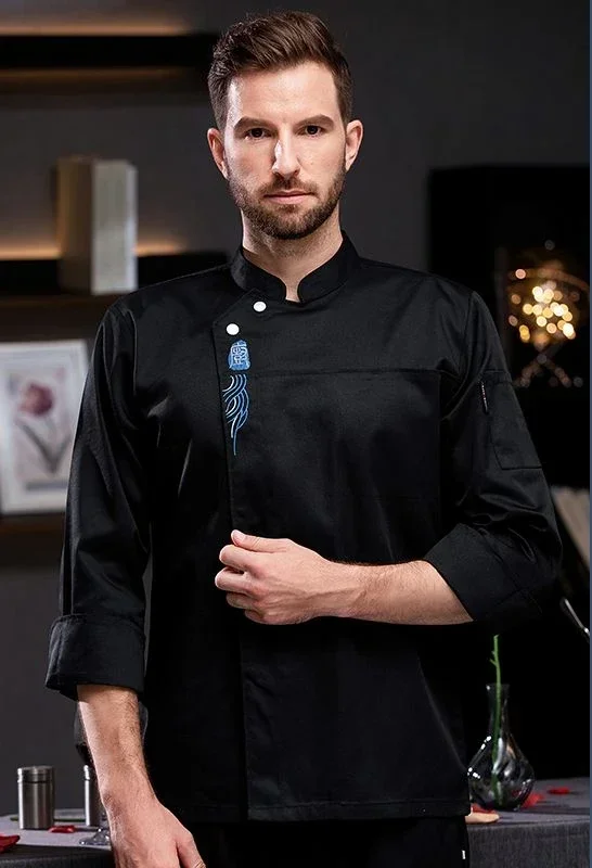 Uniforme de chef gris à manches courtes pour femme, manteau de cuisinier, veste de chef, t-shirt de chef, uniforme de travail de boulanger, vêtements d'hôtel WaClaRestaurant, logo