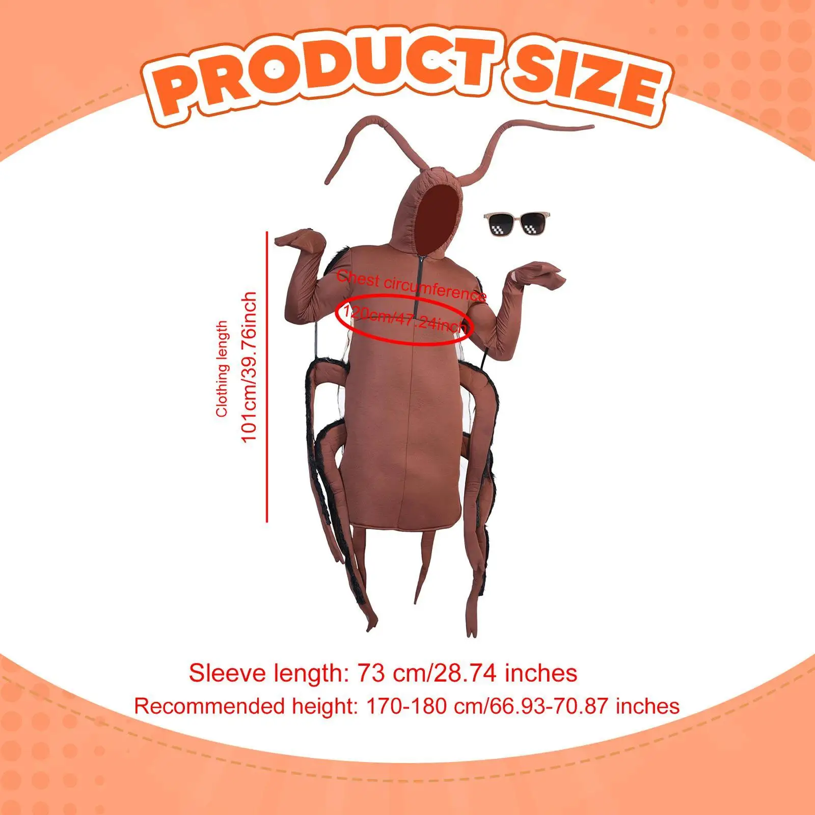 Halloween Adult Cockroach Costume Cockroach Jumpsuit for Masquerade Carnival