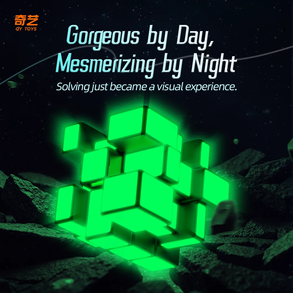 [Picube] Qiyi Fluorescent Mirror 2x2 3x3 Pyraminx Magnetic Magic Speed Cube Professional Fidget Toys Qiyi 3x3 Cubo Magico Puzzle