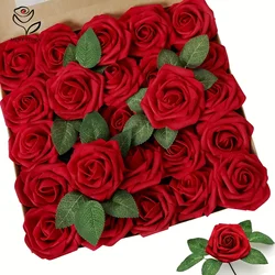 25/30 stücke Rose künstliche Blumen Schaum gefälschte Blume Hochzeit Braut Dekoration Valentinstag Geschenk Simulation Rosen Home Vase Dekor