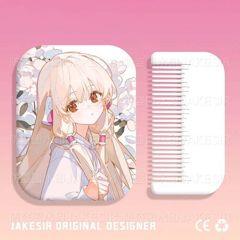 8x6cm, Chobits, Folding Single-side Makeup Mirror, Portable Travel, Mini Light Compact Pocket, Anime Cute Girls Kids,Rectangular