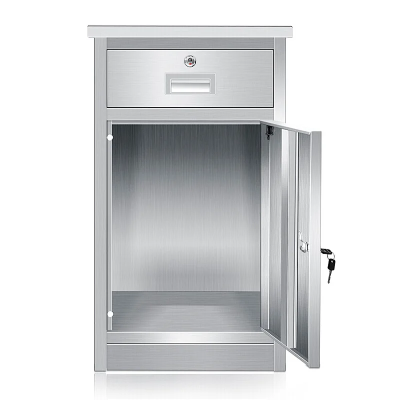 304 stainless steel balcony  low  file  bedside table with lock drawer cabinet locker movable   wheel