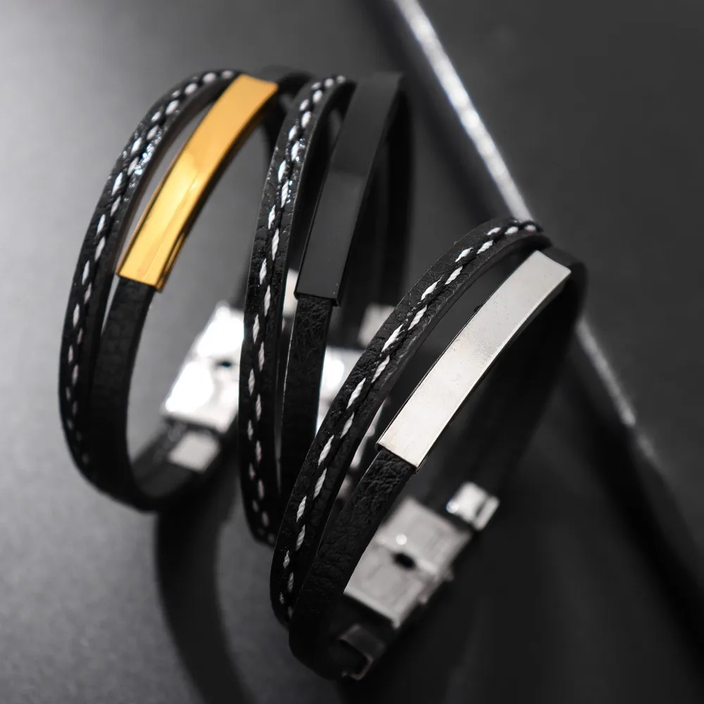 Pulsera trenzada de cuero para hombre, modelos creativos de explosión, estilo étnico Simple, tendencia de moda, nueva gente de moda