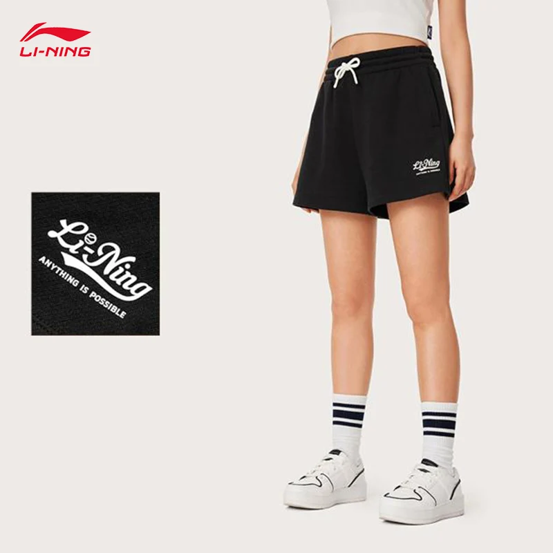 

LI-NING Women Sports Life Series loose comfortable breathable short sweatpants summer sports shorts AKSU530