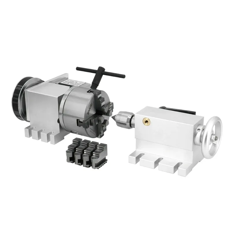 100mm K11 K12 3 4 Jaws Self-Centering Chuck Rotary A Axis Dividing Head With Nema34 4.5N Stepper Motor For CNC Lathe
