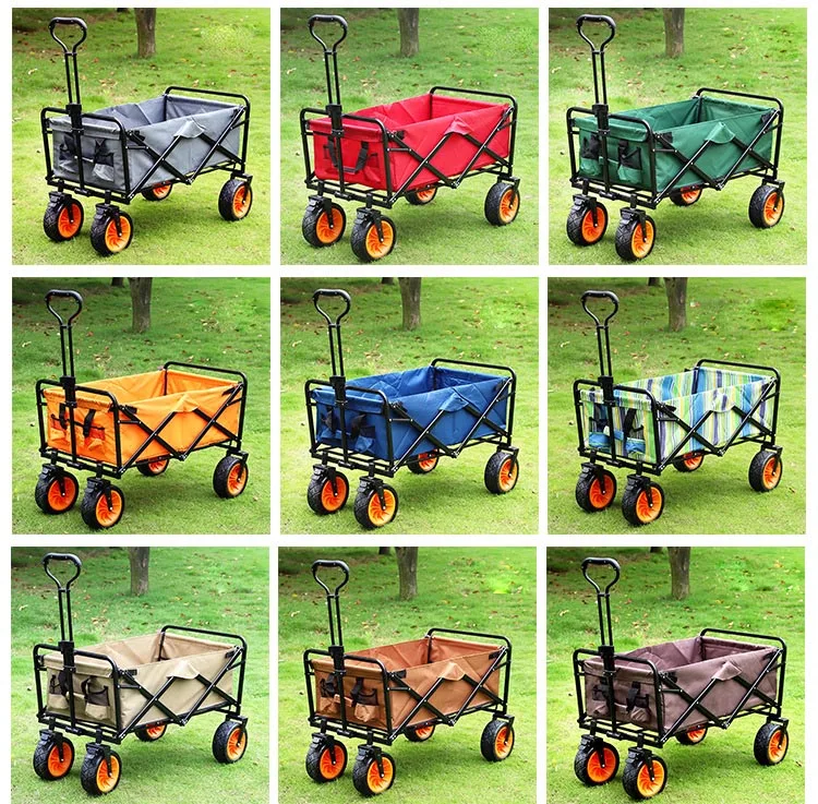 Outdoor Beach Picnic Camping Wagon Camping Cart Garden Trail Foldable Collapsible Folding Utility Cart Wagon Out Door Trolley