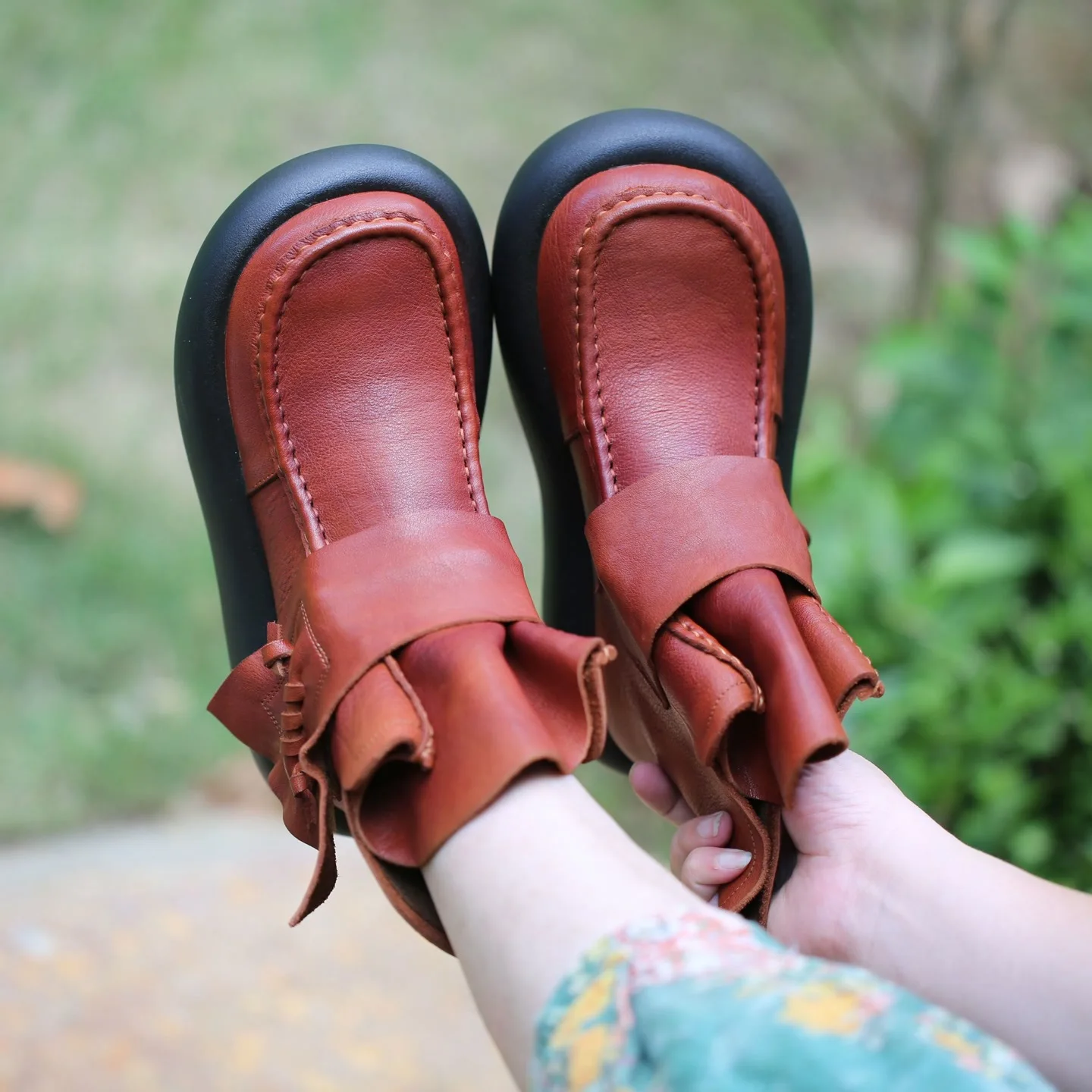 

Careaymade-Genuine Leather women's Single shoes,Cowhide Roman Sponge Cake Sandals Women High Top Retro Personalized cool boots