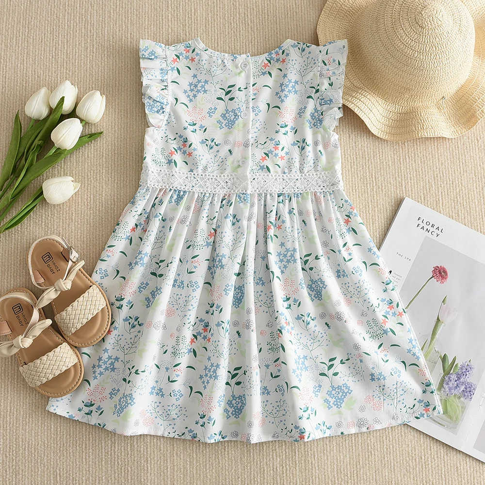 Bear Leader Cute Flowers Girls Dresses 2023 New Kids Clothes Summer Floral Vestidos Cotton Children's Clothing Cute Girls Dress