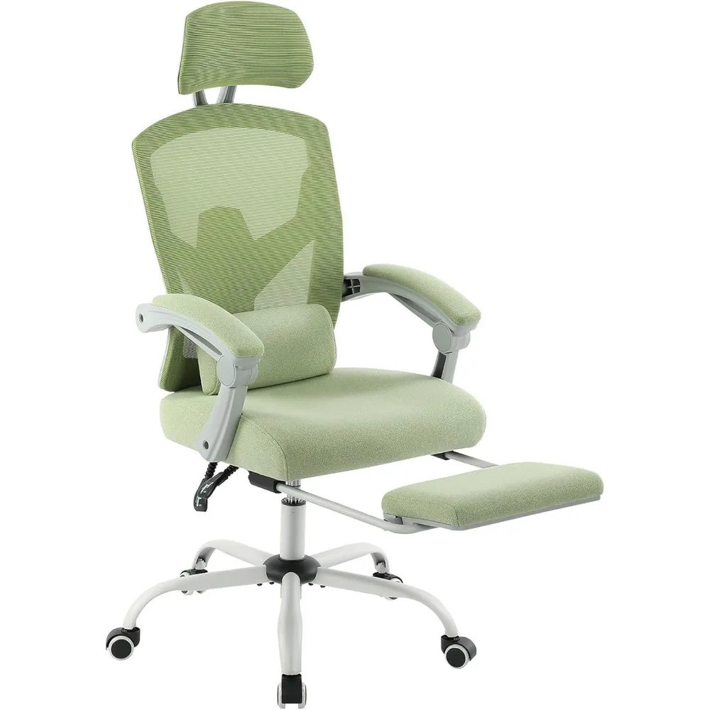 

Home Office Desk Chair with Footrest, High-Back Mesh Rolling Swivel Reclining Chairs with Wheels, Comfortable Headrest, Lumbar