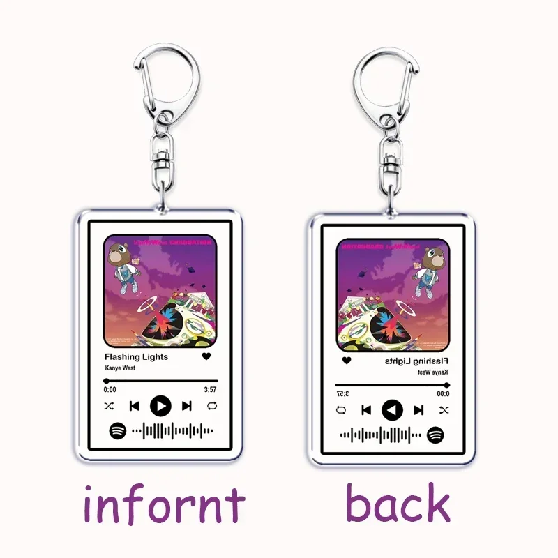 Kanye Rap Album Graduation Keychains Keyring for Accessories Bag Bear Music YE Pendant Key Chain Ring Jewelry West Fans  Gifts