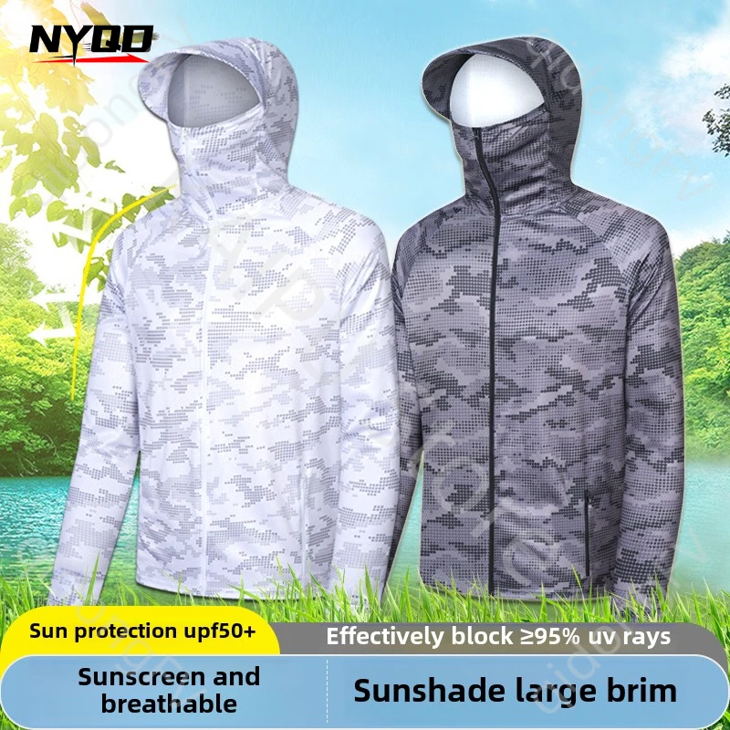 

Outdoor Sun Protection Fishing Suit Men's Anti UV Anti Splash Camouflage Sun Protection Big Brim Breathable Fishing Suit