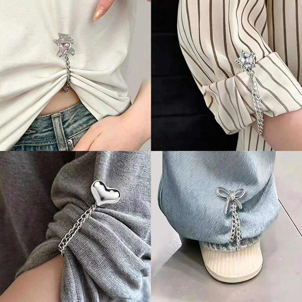 8 piezas de accesorios antideslizantes para piernas de pantalón, pasador ajustable para el dobladillo de pantalón sin costuras, clip fijo para cambiar la longitud de la ropa