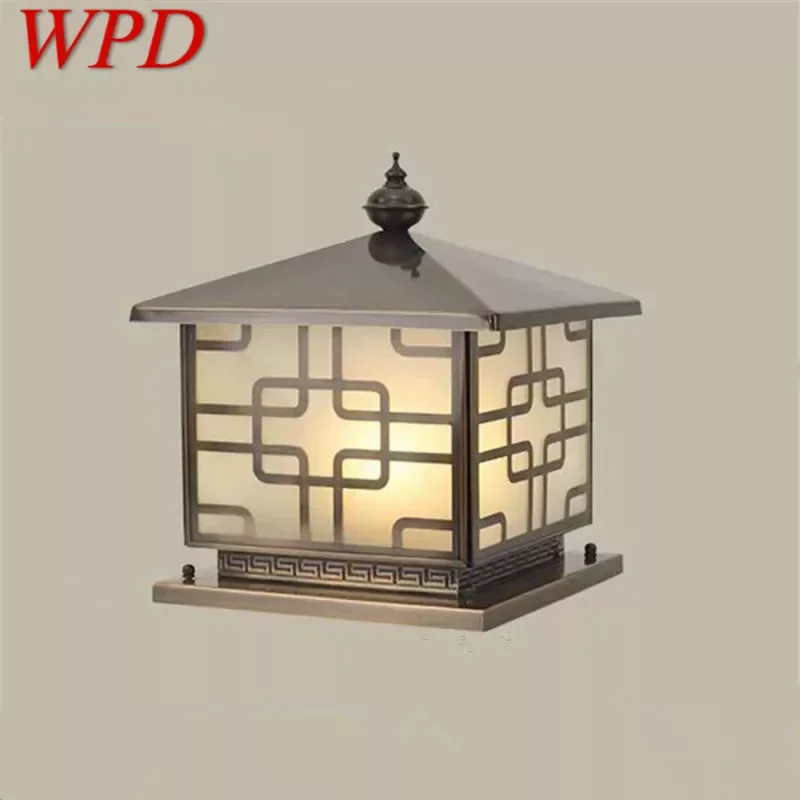 

WPD Outdoor Electricity Post Lamp Vintage Creative Chinese Brass Pillar Light LED Waterproof IP65 for Home Villa Courtyard